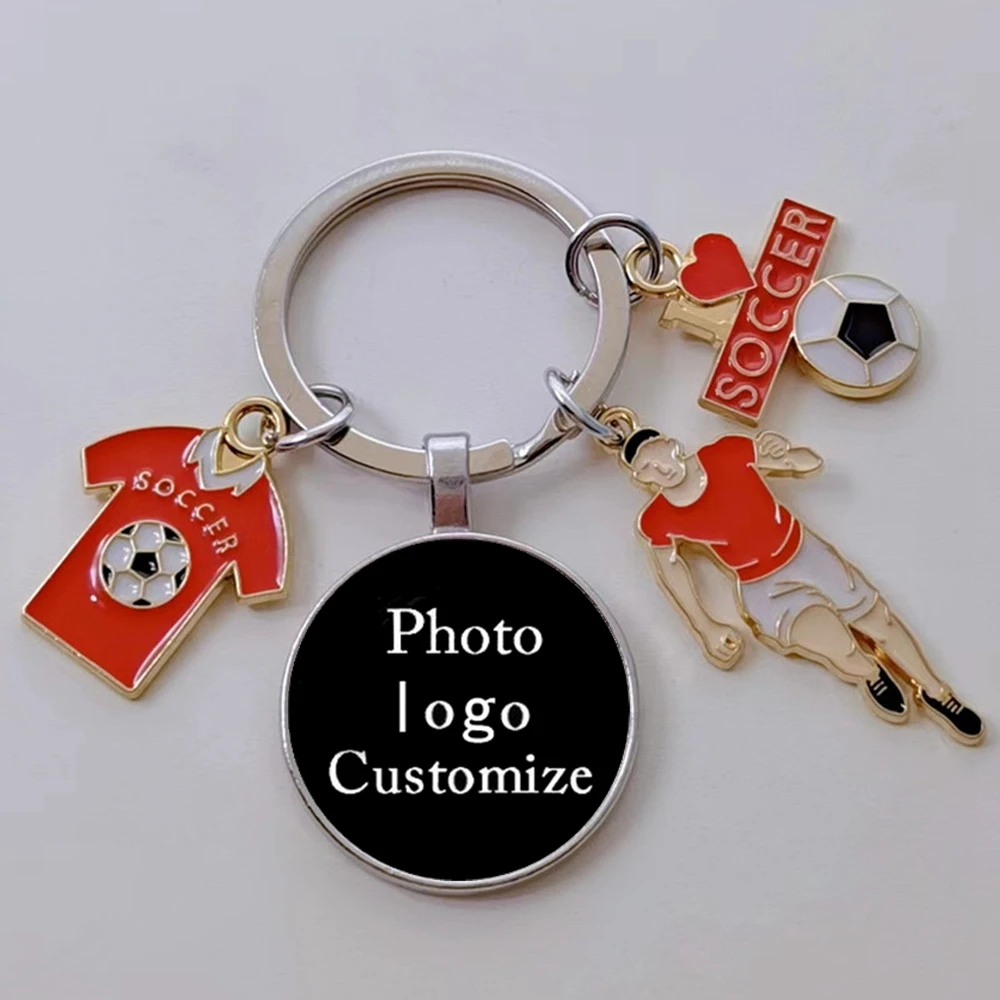 Футбольный брелок DIY с настраиваемым именем футбольного мальчика для любителей, настраиваемый логотип футбольного клуба.