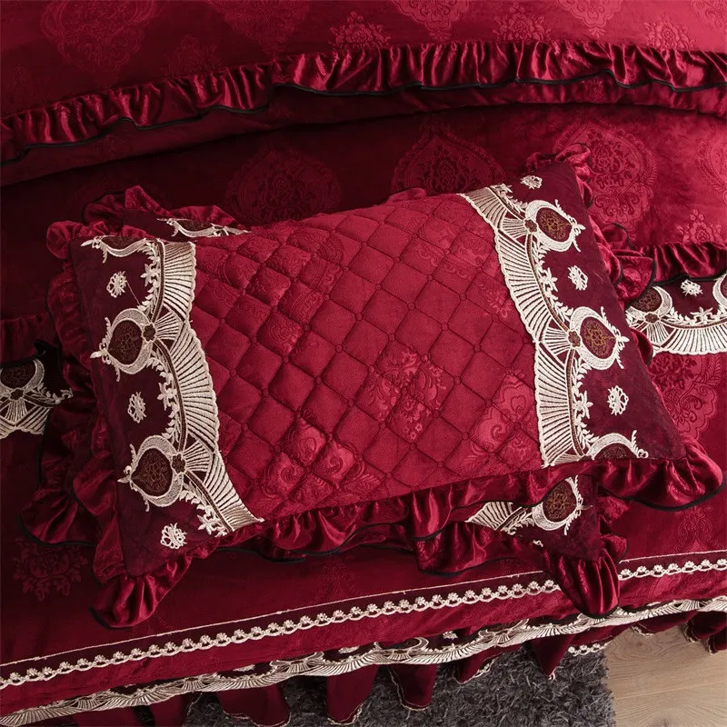

2PCS Soft Velvet Quilted Lace Pillow Case 60x60cm Embossed Square Rectangle Home Decor Bed Pillow Sham Cover Winter Warm Solid