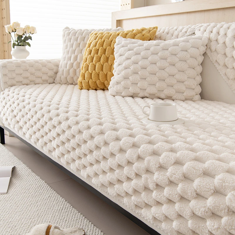 Универсальный нескользящий угловой коврик для дивана утолщенный плюшевый чехол