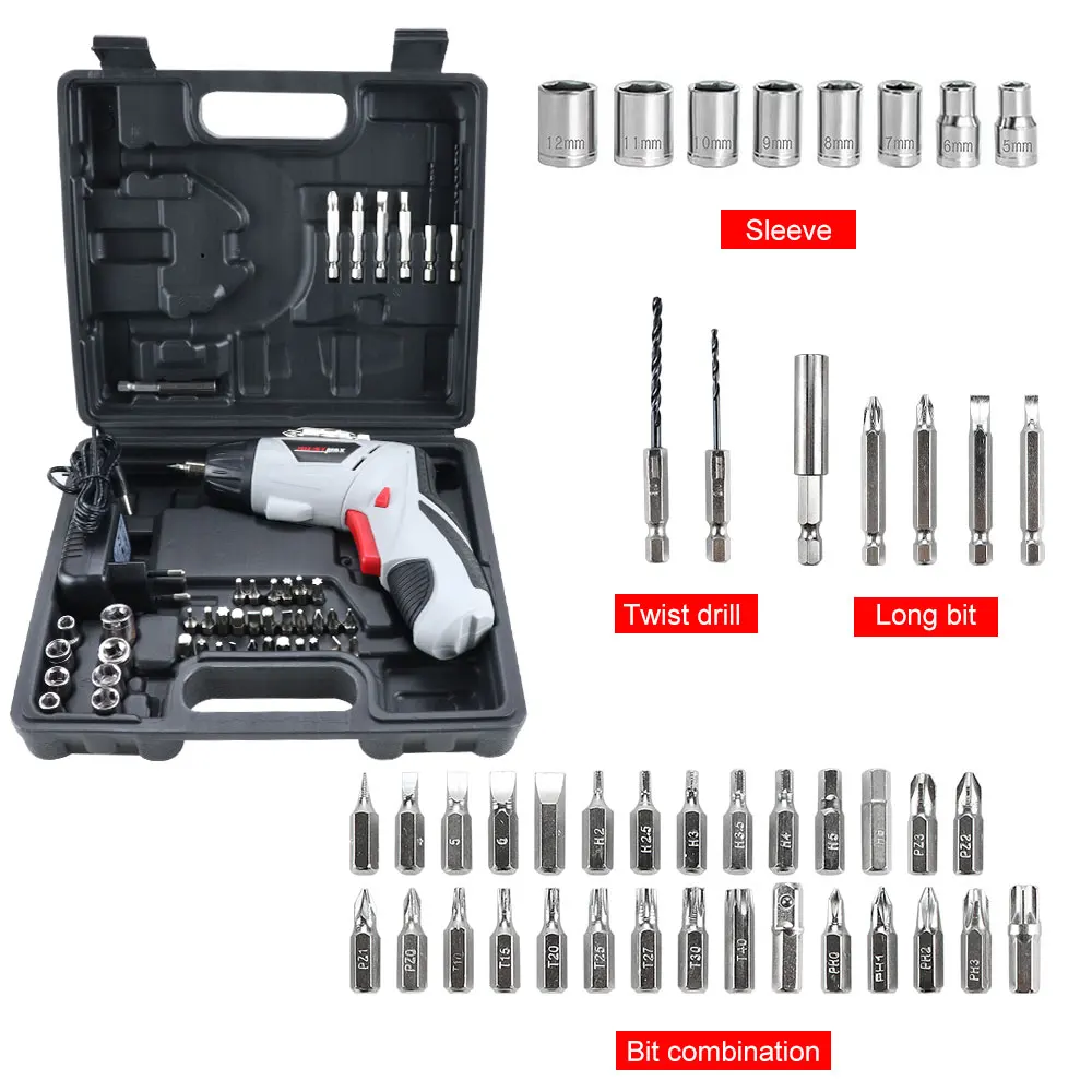  Electrical Screwdriver 4.8V Portable Cordless Drill 45 Bits Mini Wireless Power With LED Light Dremel House Tools отвертки 