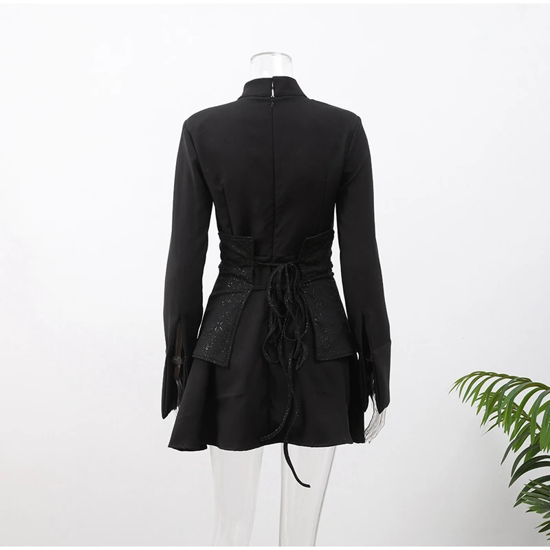 Женское мини-платье Mikydely-Black с пайетками