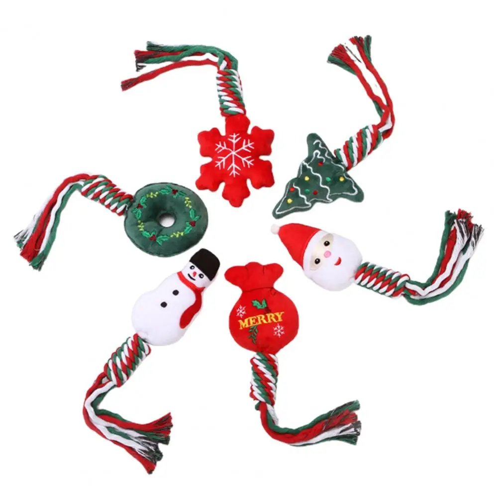 

Веревка из хлопка для собак образовательная веревка для собак, Рождественский элемент, веревочный узел, тренировочная игрушка для щенков