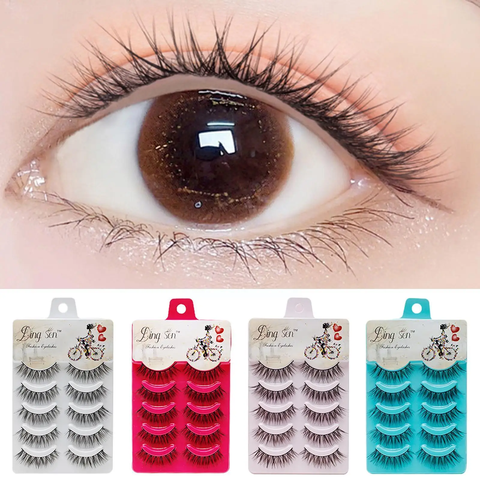 

5 Pairs/set Stunning Makeup Handmade Messy Natural Eye Eyelashes Up Charming False Lashes Tools Beauty Extension Make W2s2