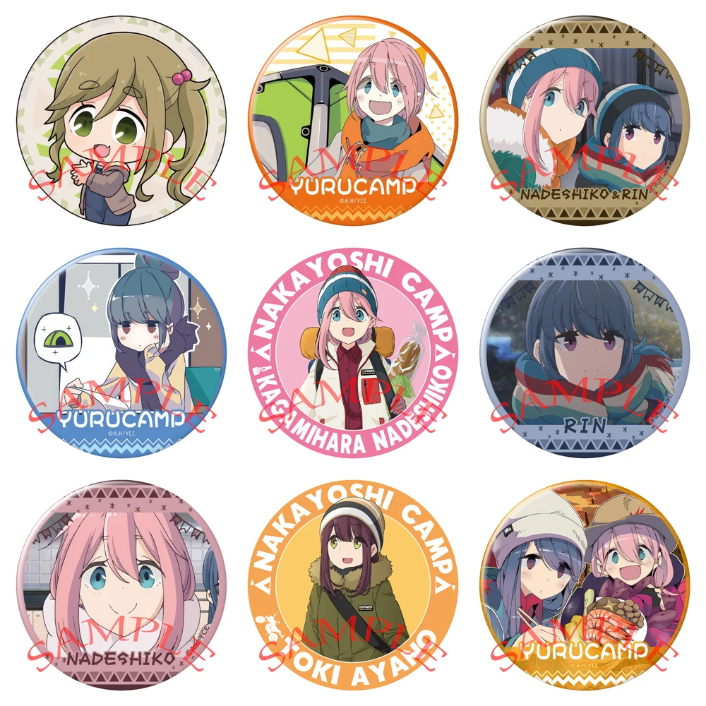 Anime Laid-Back Camp Cosplay Ena Saitou Inuyama Aoi Shima Rin Cartoon Badge Brooch Pins Accessories Christmas Gifts