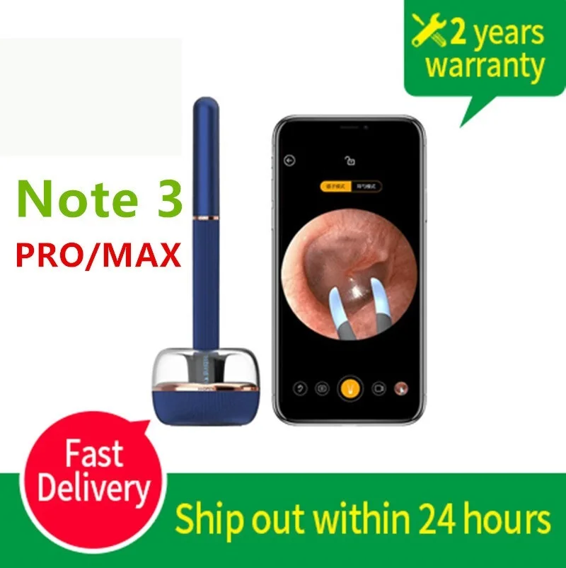 

Note 3 PRO/MAX Smart Visual Endoscope Ear Stick Pick 1000W Ear Cleaning Mini Camera Otoscope Borescope Ear Picker Tool