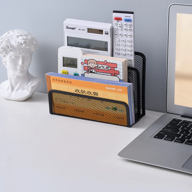 Подставка для блокнота и бумаги 3-уровневый черный металлический сетчатый