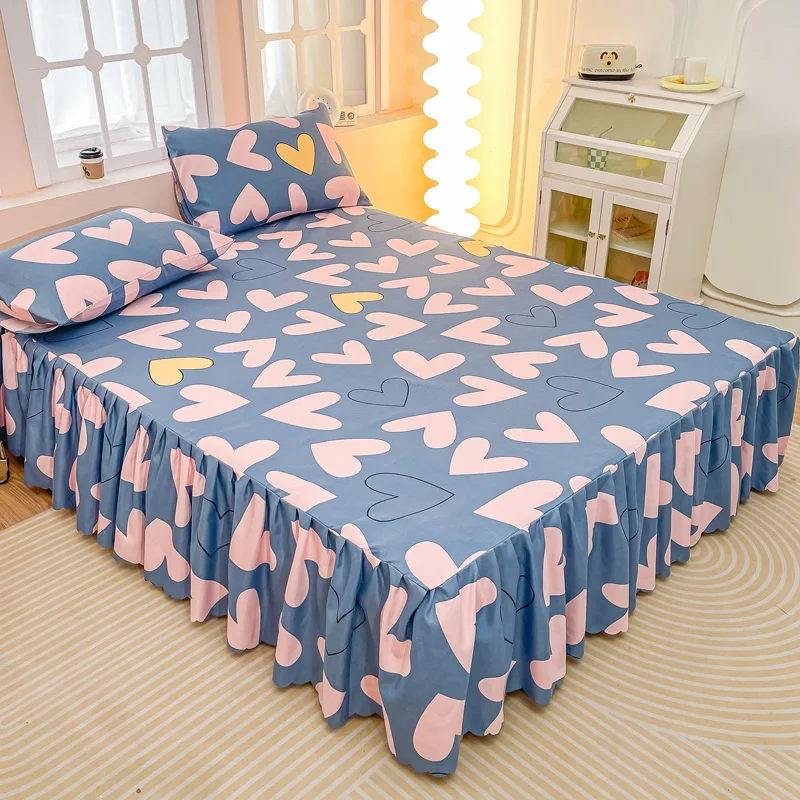 3 шт. Комплект постельного белья с оборками принтом