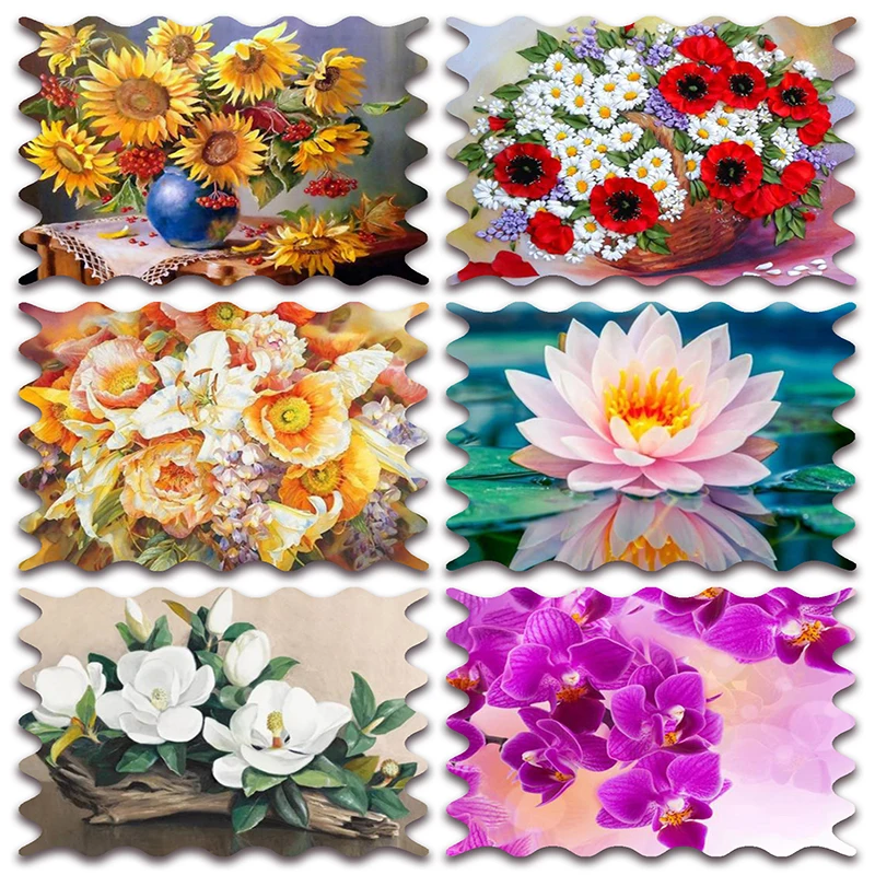 

New Full Diamond painting mosaic embroidery Flower begonia sunflower lotus orchid vase window peony Cross stitch Home decor E273
