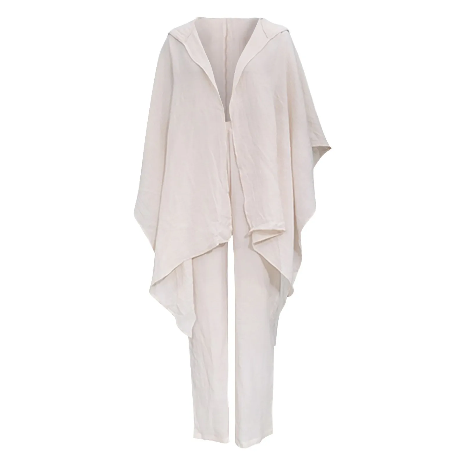 Богемный льняной комплект из двух предметов с длинным рукавом для женщин