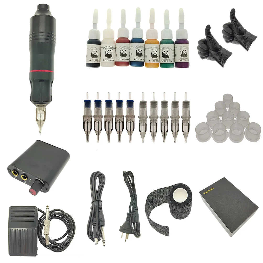 

1 Set Professional Tattoo Machine Kits Tattoo Rotary Pen Set With Power Supply Cartridges Needles Tattoo Body Art