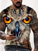 animal birds owl 3d print mens t shirt o neck short sleeve animal funny graphic streetwear summer loose male oversized tops tee