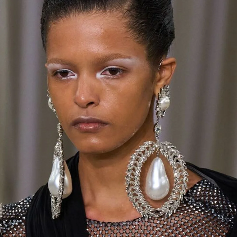 Крупные крупные серьги-подвески Stonefans 2024 ювелирные изделия серьги с жемчугом и