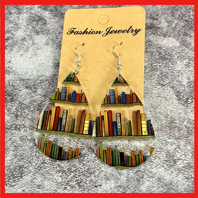 

Fashion Acrylic Earring For Women Simple Bookshelf Retro French Jewelry Water Drop Geometry Temperament Banquet Accessories Gift