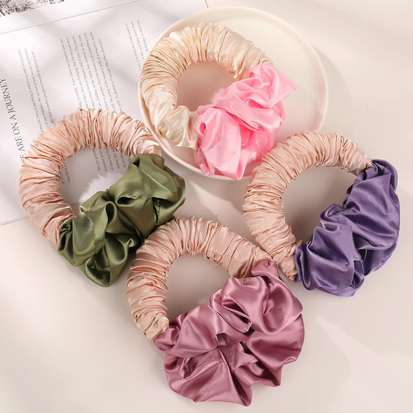 

Бигуди для волос без тепла, Женская Мягкая атласная бигуди без тепла, обруч для волос без тепла, аксессуары для женщин, бигуди для самостояте...