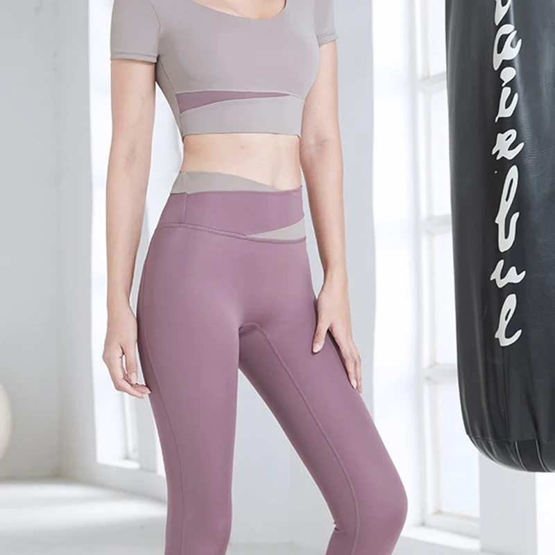 

High Waist Sport Outfit Yoga Fitness Suit Women Tracksuit Gym Set Splicing Seamless Yoga Set Gym Clothing Female Workout Clothes