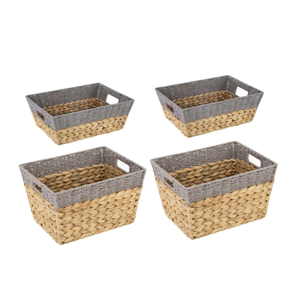 

Water Hyacinth Storage Baskets, 4-Piece Rattan Fruit s Kitchen Organizer