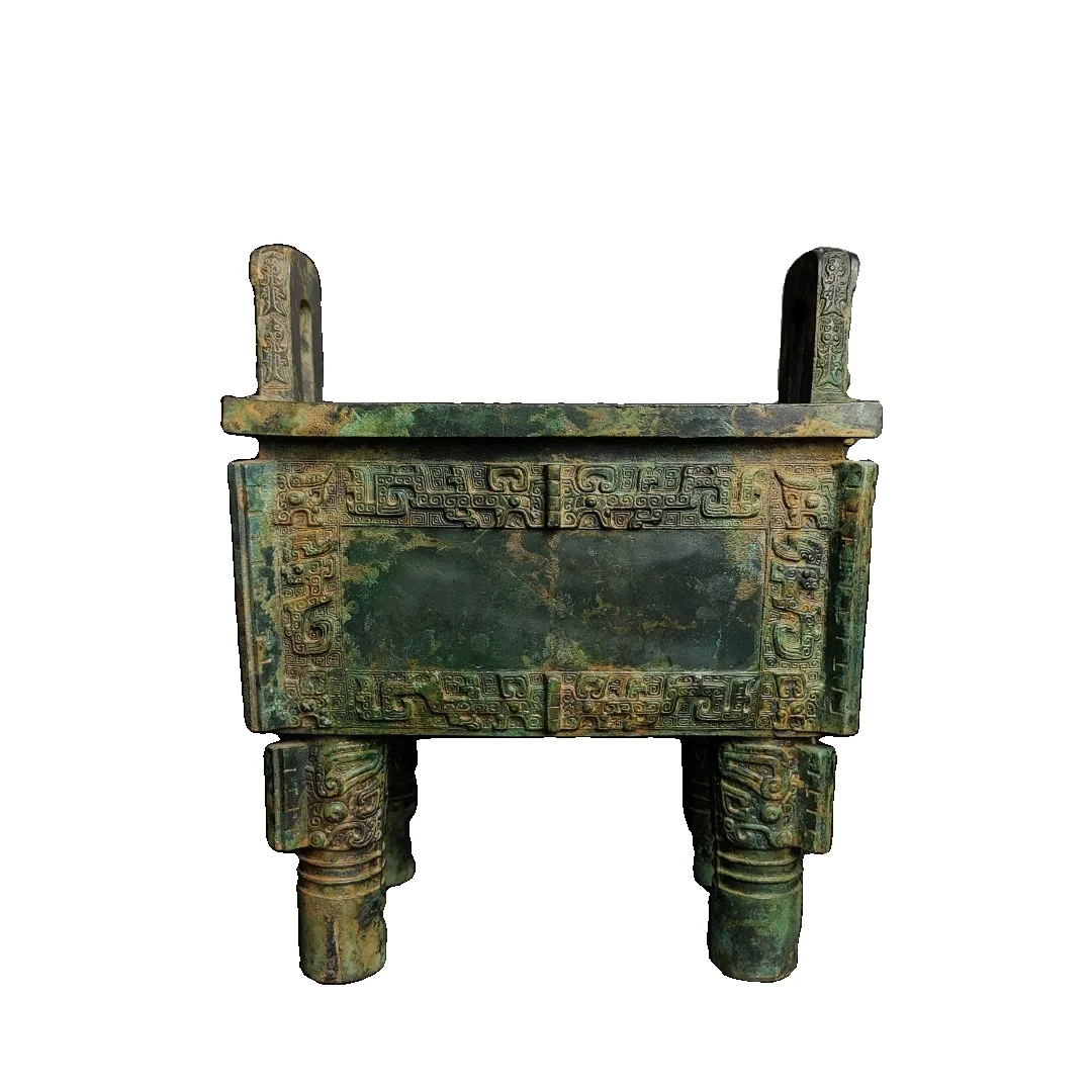 

MOZART Shang Zhou Bronze Simu Peng Fang Ding 26Cm High Chinese Traditional Style Antiques Fine Art Gifts Crafts