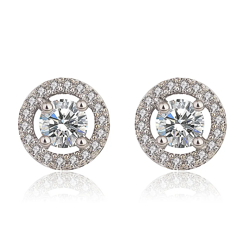 Delysia King   High-end jewellery full  zircon super flash earrings round full diamond earrings