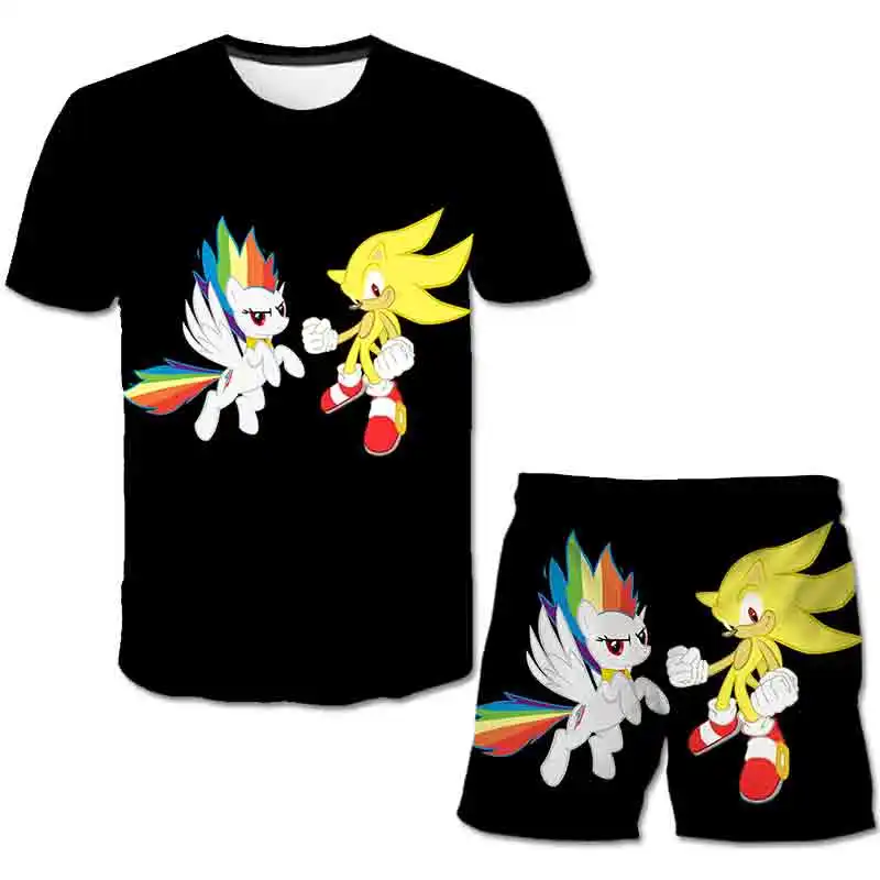 

Children Clothes Soinc 2 T Shirt Short Pants Sets sonic Kids Summer 3D Prints 2PCS Suit Boys Girls Casual T-Shirt Shorts Costume