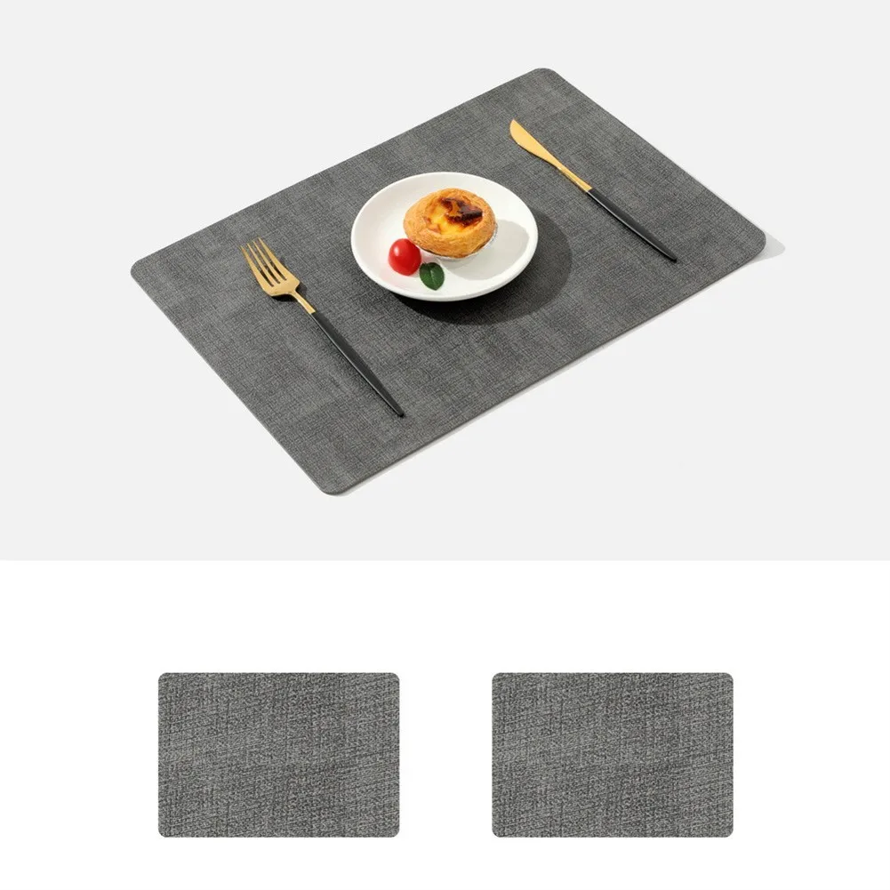 

Nordic Leather Placemat Coaster Double-sided Square Tableware Pad Table Mat Holder Oil Water Resistant Tablemat Kitchen Utensils