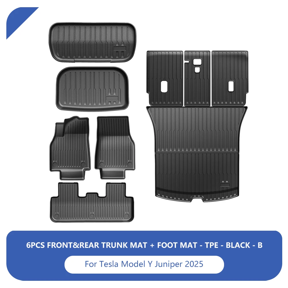 

Для Tesla Model Y Launch 2025+ Juniper 2025+ TPE Коврики для багажника Всепогодные коврики для багажника Коврики для спинки Аксессуары