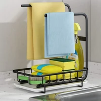 sponge holder kitchen organizer countertop sponge brush soap dish rack drainer sink tray with drain pan escurridor de platos