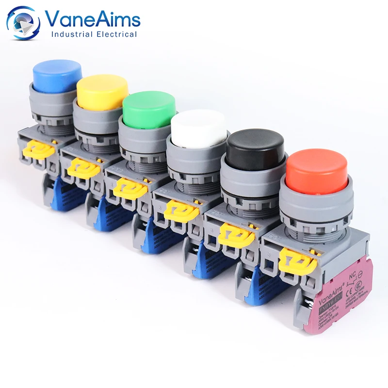 

VaneAims 22mm Plastic Push Button Switch FXBY6 High Head Momentary Self-Locking Power Start Switch Red Yellow Blue Green White