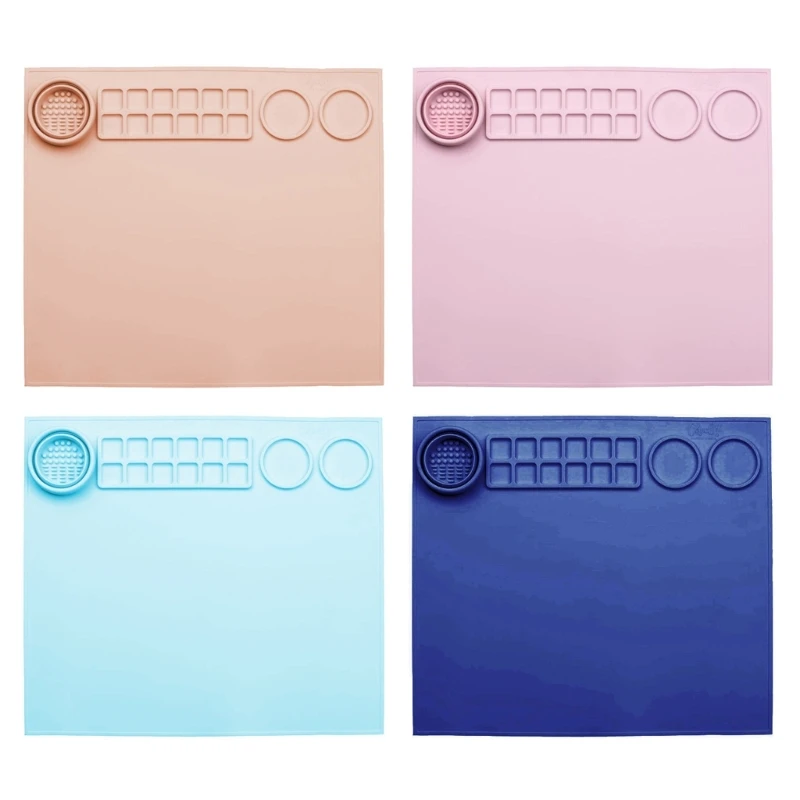 

Silicone Painting Mat with Grooves for Watercolor Palettes Easy Cleaning Pad