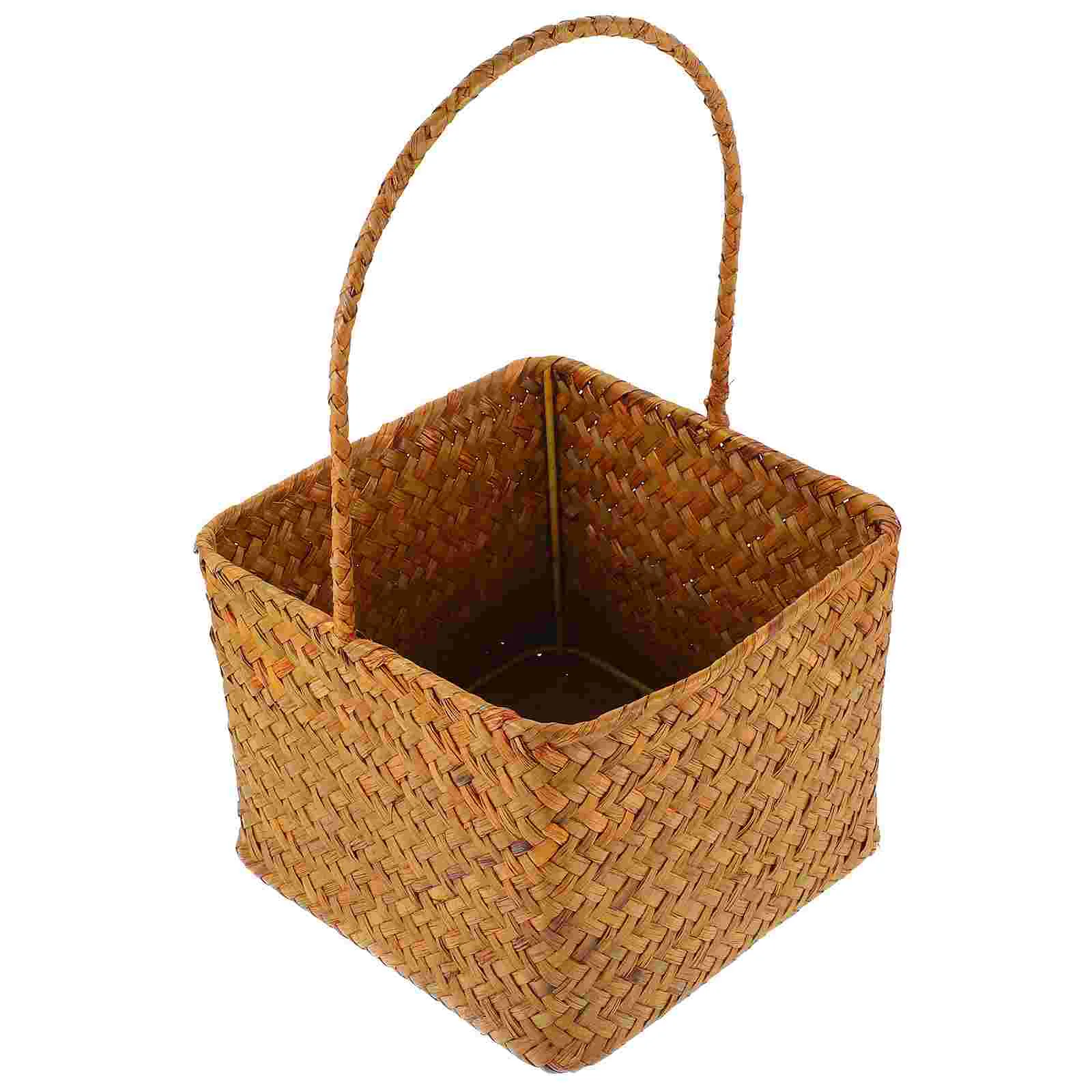 

Flower Arrangement Woven Basket Portable Artificial Flower Basket Sea Grass Basket With Handle