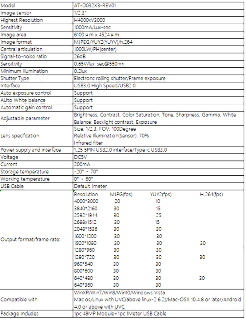 4000x3000 4K 12MP HD IMX577 Модуль камеры AF с автофокусом Type-c USB3.0 Низкая освещенность для фотографии документов (art.: 3920cd5bf217f) - 3920cd5bf217f