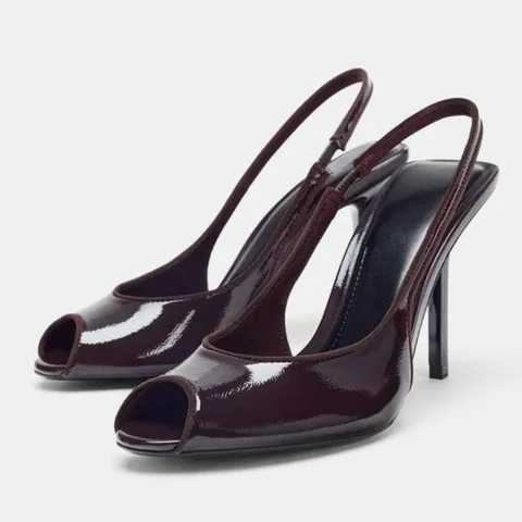 Дизайнерские босоножки на каблуке из лакированной кожи, женские пикантные женские туфли на тонком высоком каблуке с открытым носком, элегантная женская обувь