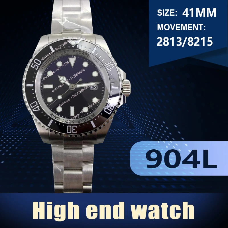 

Automatic Mechanical Mens Watch Black Blue Ceramic Top brand Waterpoof watches Waterpoof 904 Steel
