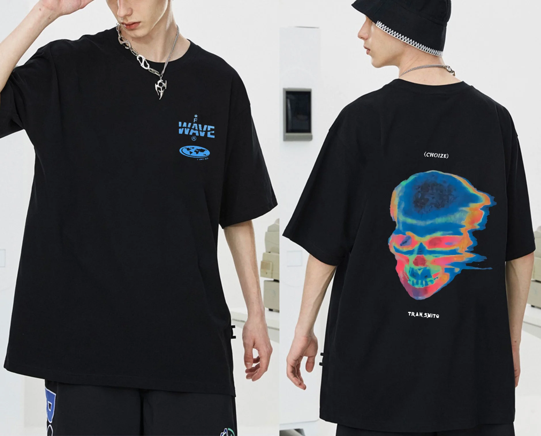 

Fashion Creativity Design Skeleton Graphic Print T-shirt Summer Men Women Hip Hop Trend Tees Short Sleeve New Man Tshirt Tops