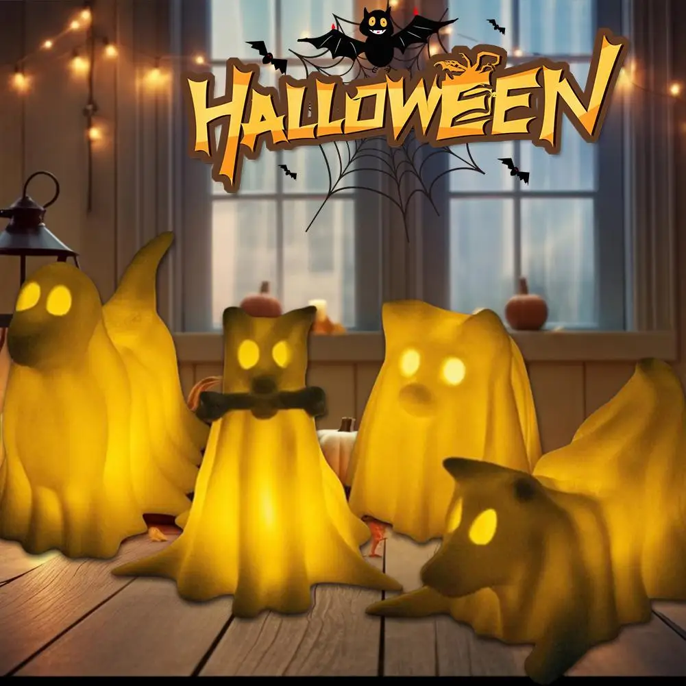 Светящийся призрак собака-призрак собаки с фонариками искусственное освещение