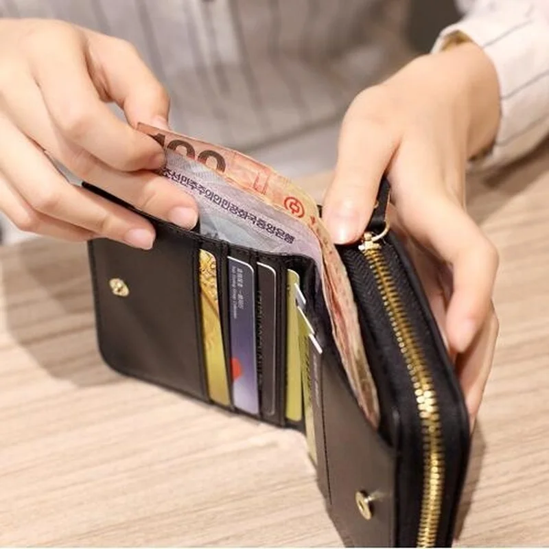 Women Short Wallets PU Leather Female Plaid Purses Nubuck Card Holder Wallet Fashion Woman Small Zipper Wallet With Coin Purse
