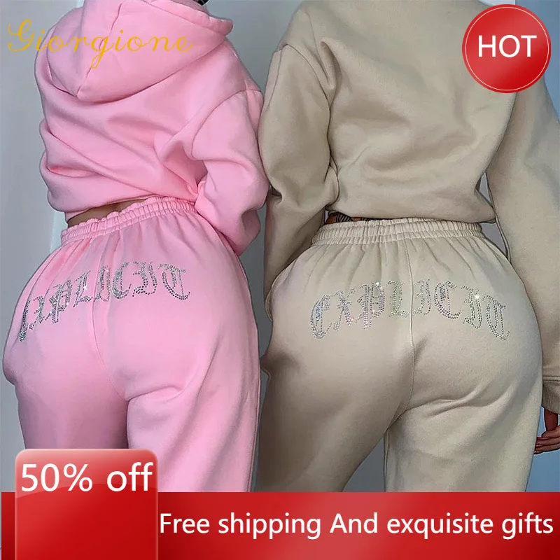 

Pant Sets 2022 Giorgione Winter New Trousers Fashion Sports and Leisure Hooded Sweater Women's Clothing Two-Piece Sets Women