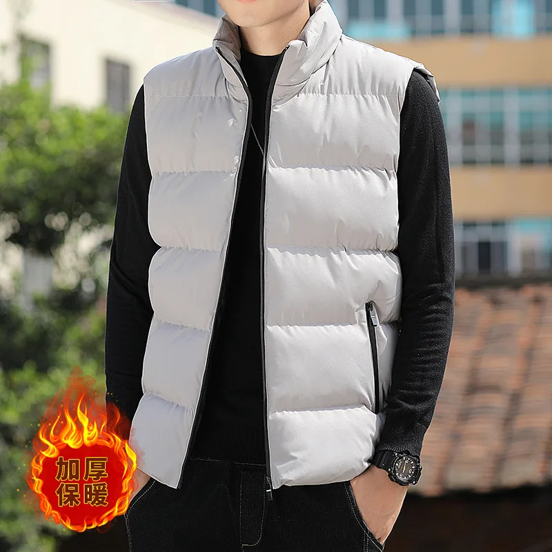 2021 New Cotton Clothes Men's Vest Thickened Fashion Business Leisure Middle Aged Simple Korean Cotton Clothes Men's Vest