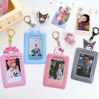 kawaii sanrio card holder keychain hellokittys cinnamoroll kuromi cartoon cute photo bag pendant anime accessories girl gift