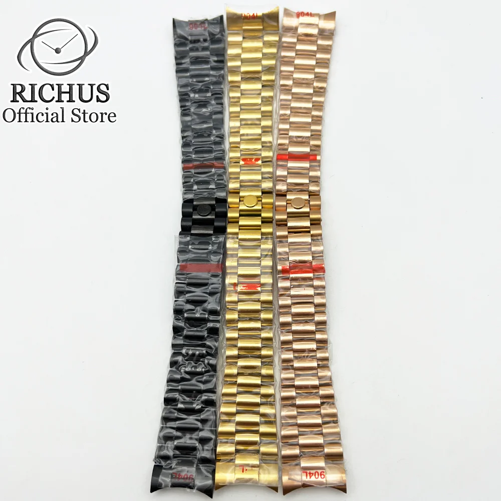 RICHUS 20 мм ремешок для часов серебро золото розовое президента замена твердая