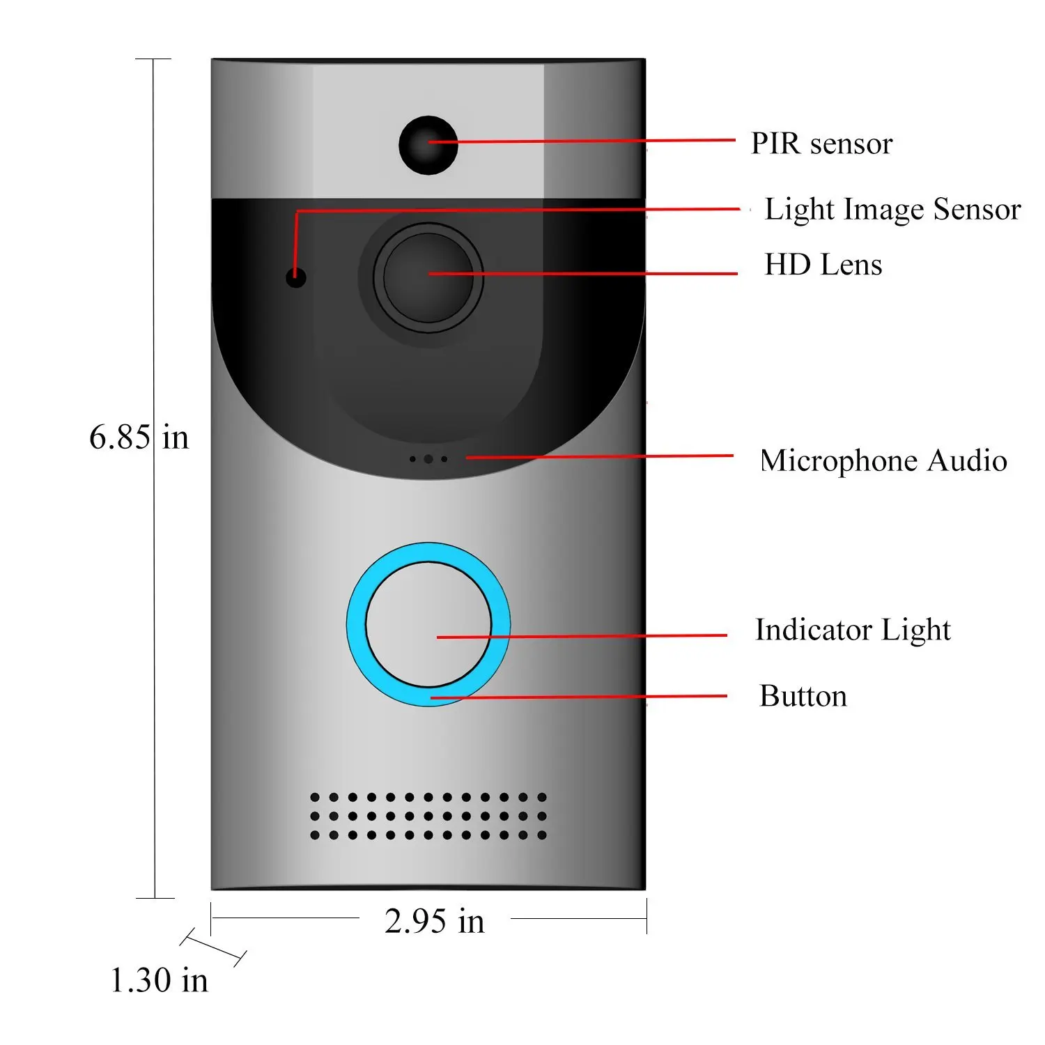 2 МП 1080P B30 Tuya, питание от батареи, Wi-Fi IP-видеодомофон, длительное время работы в режиме ожидания, домофон, видеоглазок для входной двери. (art.: 3920dcabfc204) - 3920dcabfc204