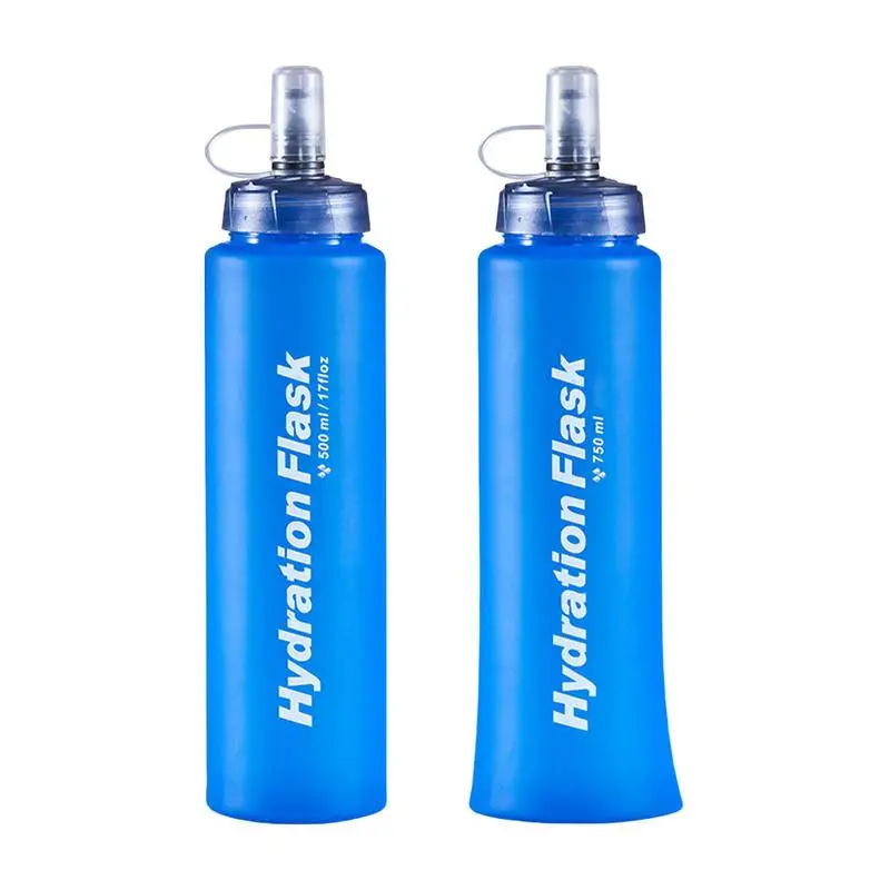 500/750ml Soft Flask Folding Collapsible Water Bottle TPU Outdoors Traveling Sport Running Kettle Hydration Pack Bag Vest