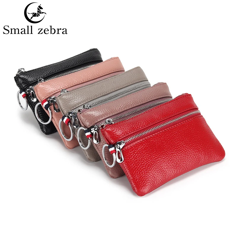 

Женский кошелек из натуральной кожи на молнии, чехол для автомобильных ключей, модный держатель для карт, женский короткий маленький кошеле...