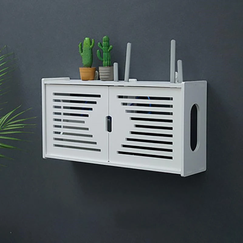

Wall Hanging Wirelss Wifi Router Storage Container Home Decorative Shelf TV Stands Cable Power Plug Board Organizer Holder