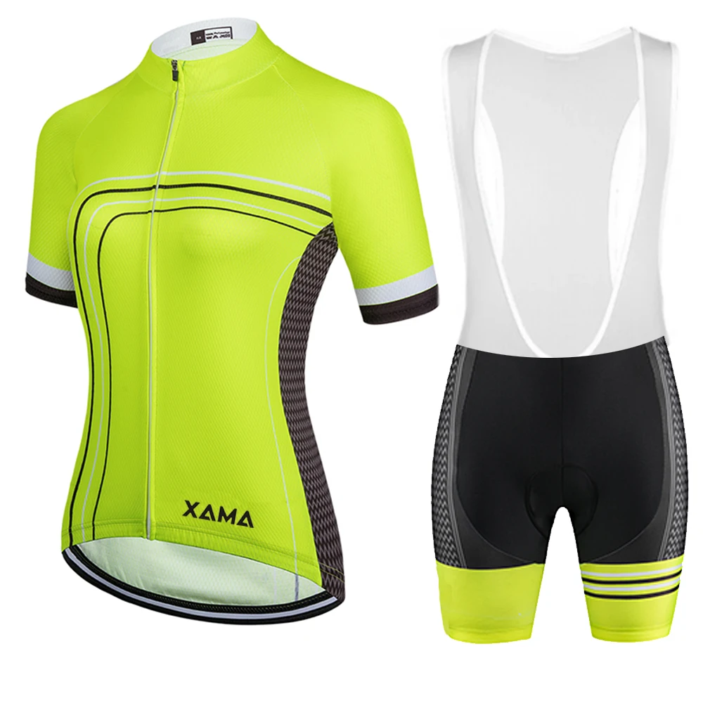 

Women's XAMA Short Sleeve Cycling Jersey Sets Bib Pants 2021Breathable Outdoor Go Pro Team Quick Drying GEL Maillot Mujer Summer