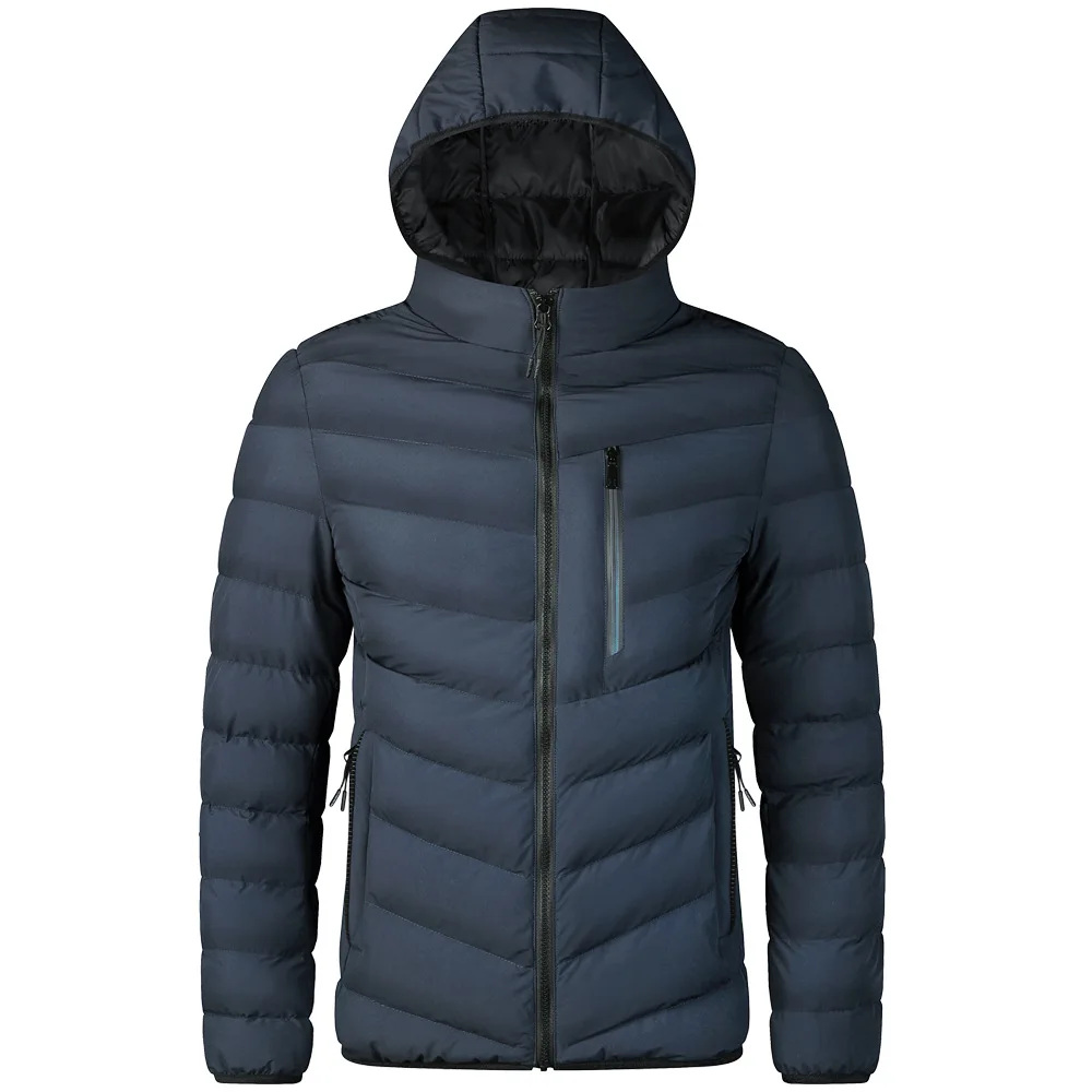 

Brand Fashion Men's Winter Jacket Hooded Parkas Solid Color Male Cotton Coats Size L-4XL