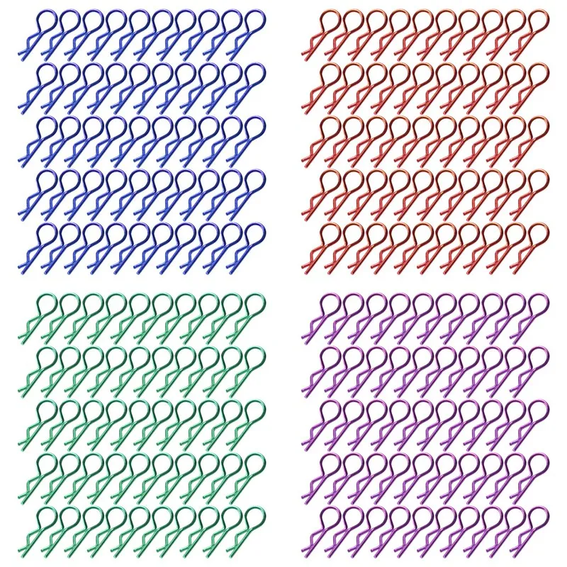 

50-Pack RC Body Clips Bent Springy R Pins Black Replacement Parts for 1/8 Scale RC Cars
