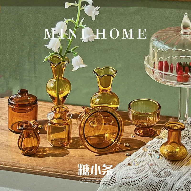 

1/6 Doll House Furniture Accessories Mini Model Glass Flower Vase Bottle Bjd Ob11 Gsc Blyth Soldier Lol Miniatures Decoration