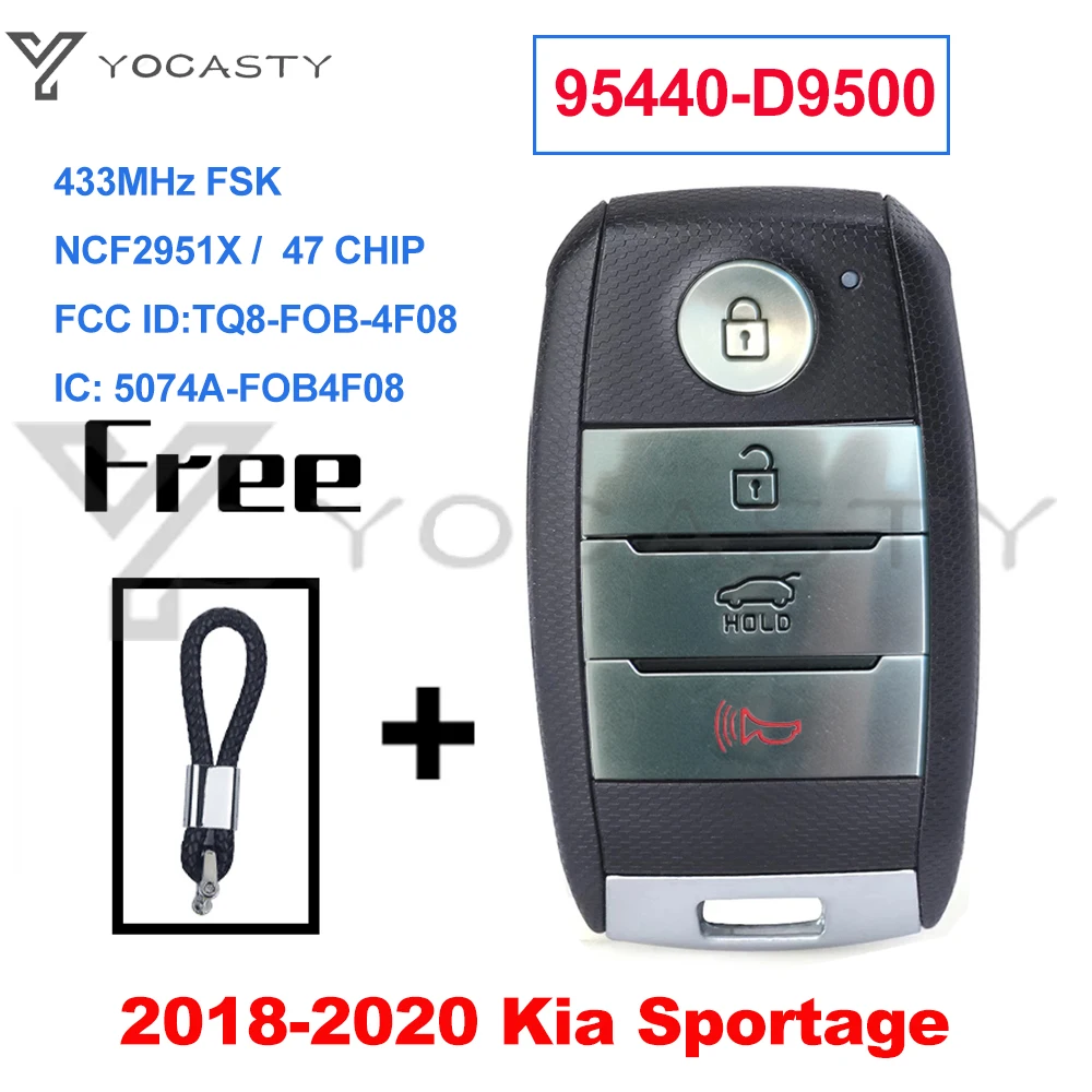 

YOCASTY 95440-D9500 TQ8-FOB-4F08 5074A-FOB4F08 Keyless Smart Car Key 433MHz NCF2951X 47 Chip For 2018 2019 2020 Kia Sportage