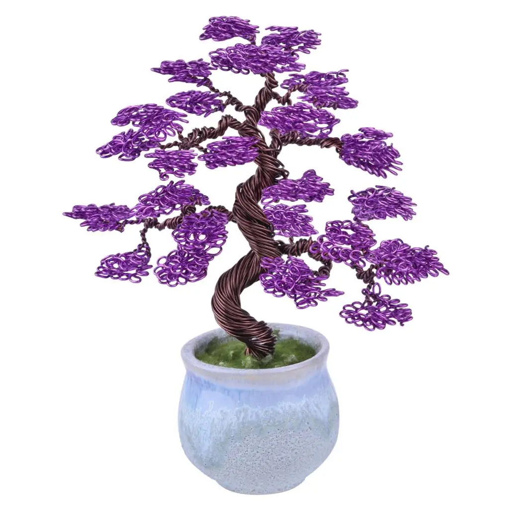 Lucky Money Tree Green Plastic Grass Bonsai Style With Ceramics Base Wire Wrapped MIni Tree For Table Decoration Home Ornaments