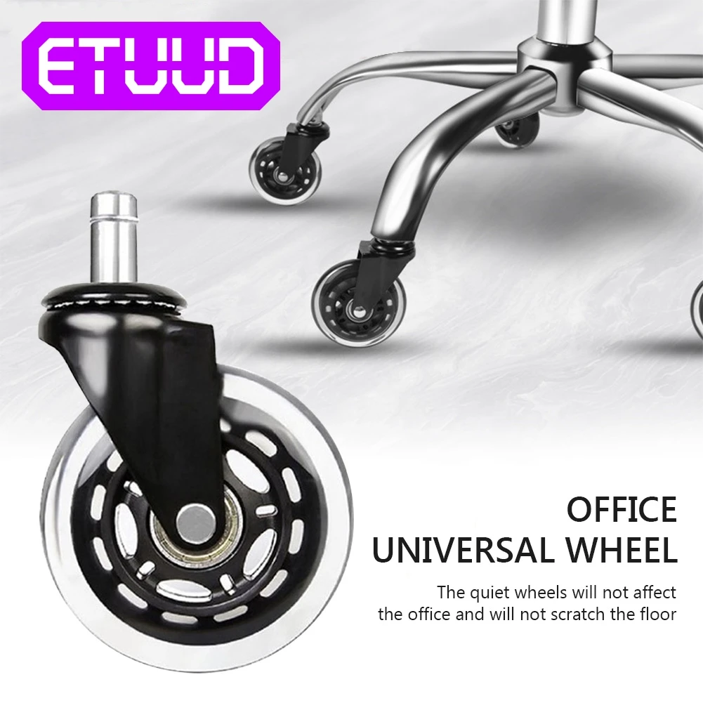 

ETUUD 5Pcs 3 Inch office chair roller set Office Swivel Chair Wheels Casters Universal Fit Set Soft Rollers Furniture Hardware